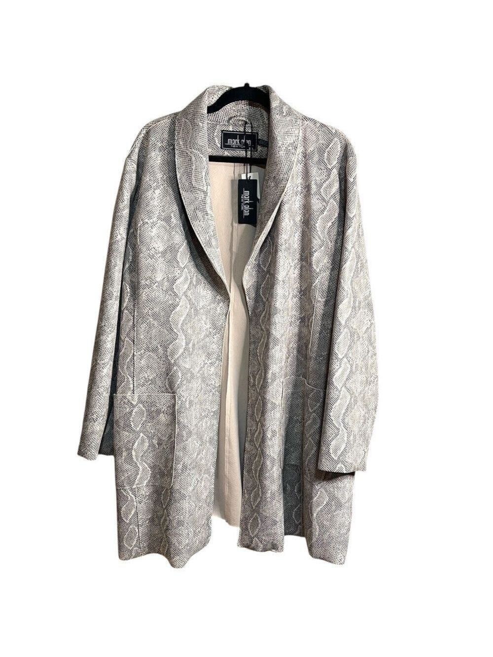 Mark Alan New York Faux Leather Snakeskin Print Blazer Open Cardigan Coat 3XL